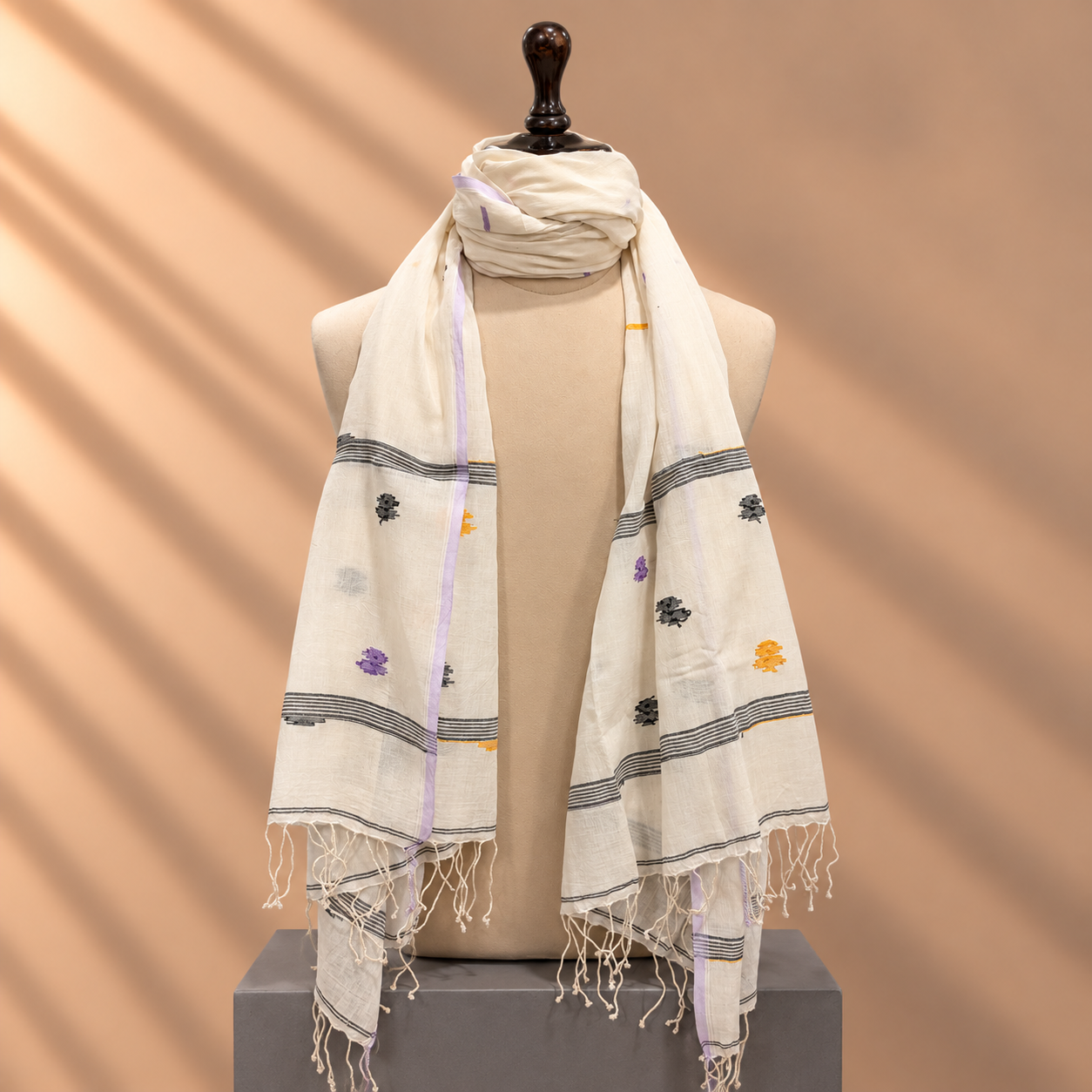 Cotton Jamdani Stole (White)