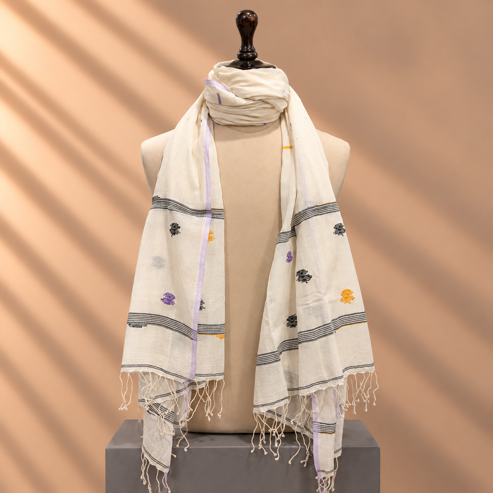 Cotton Jamdani Stole (White)