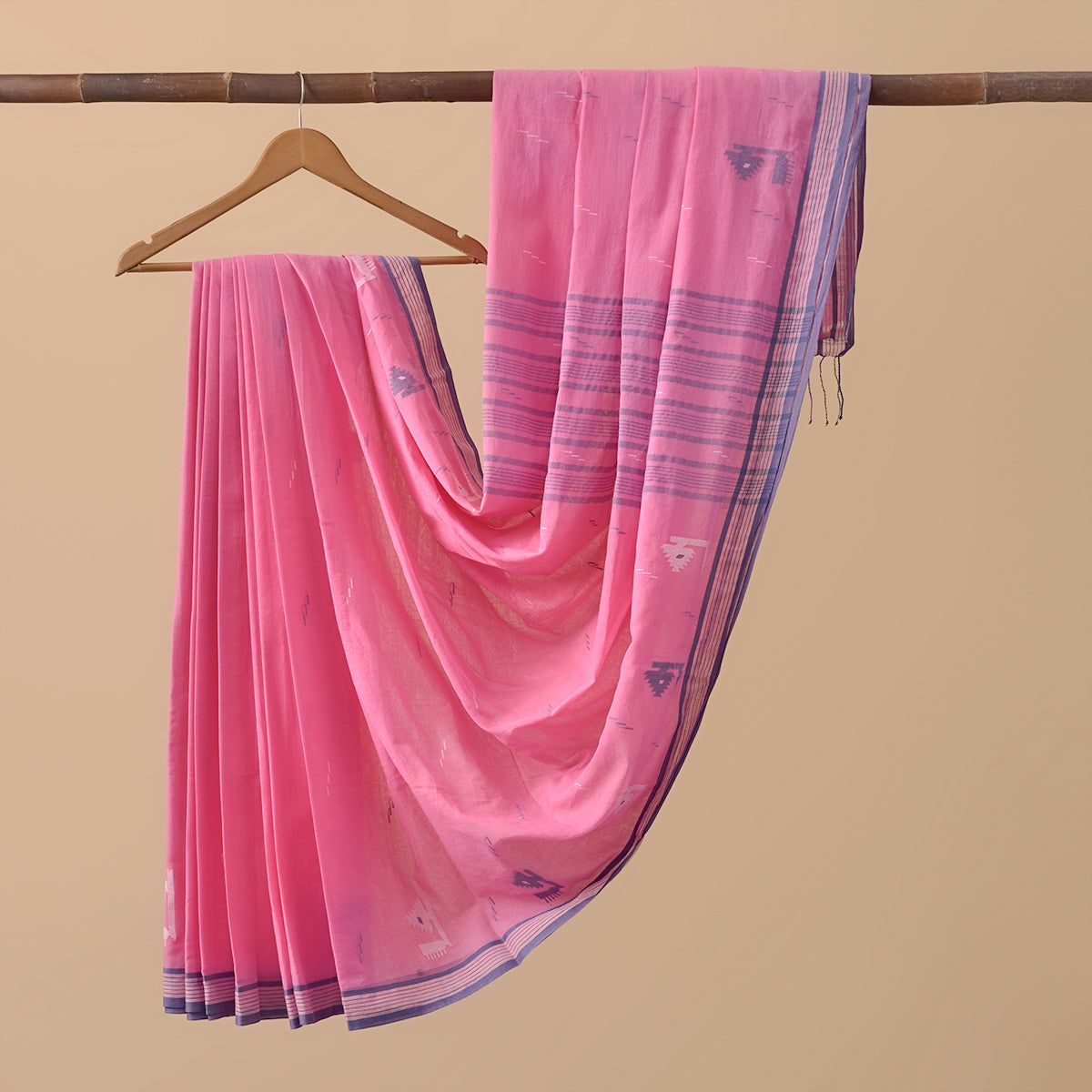 Cotton Jamdani Pink and Blue