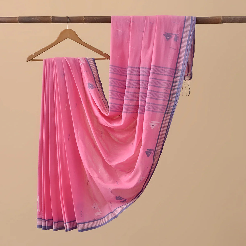 Cotton Jamdani Pink and Blue
