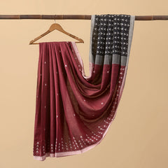 Cotton Jamdani Black and Maroon