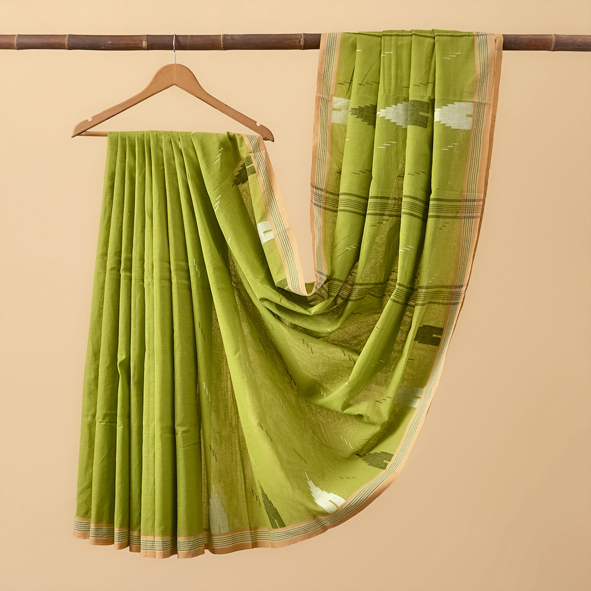 Cotton Jamdani Ochre Green