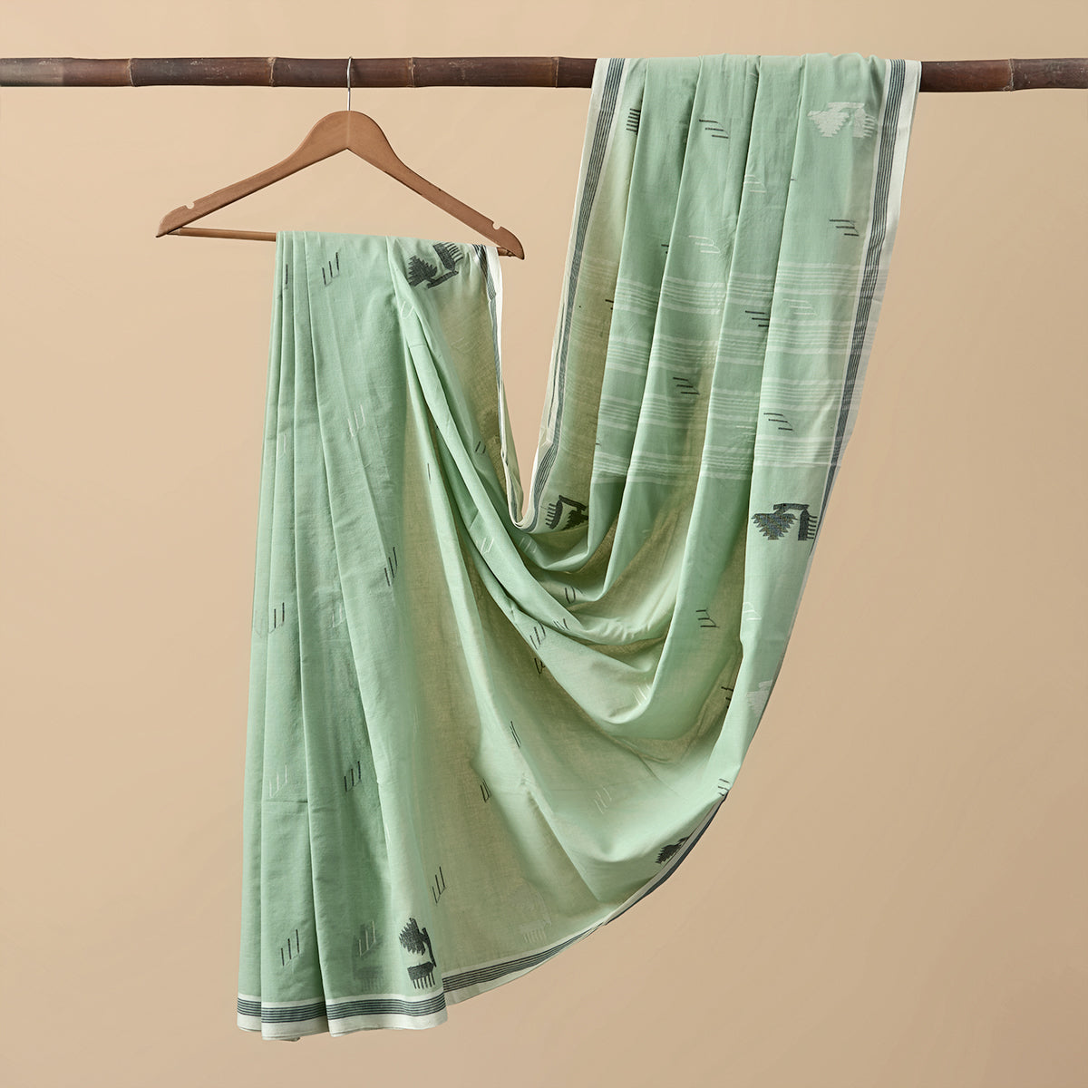 Cotton Jamdani Fern Green