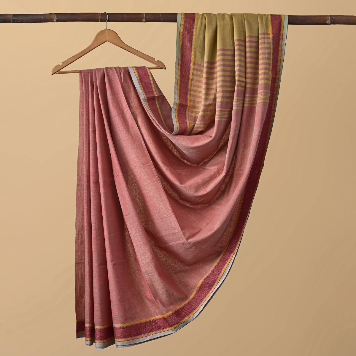 Santipuri Red with Yellow Border