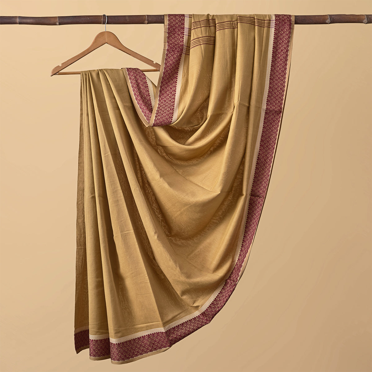 Santipuri Yellow with Red Border