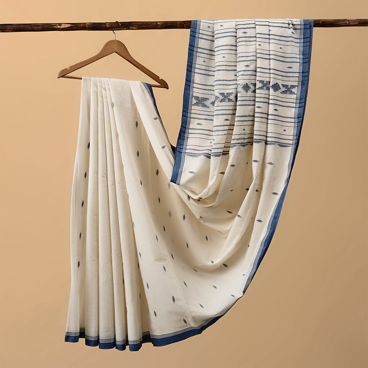 Cotton Jamdani Blue Border