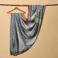 Cotton Jamdani Gray with Orange Border