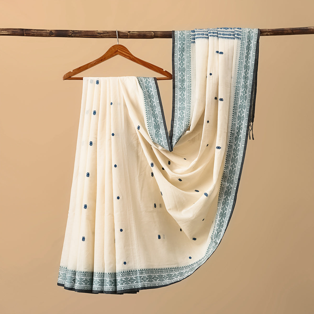 Pure Cotton Tangail Blue Border