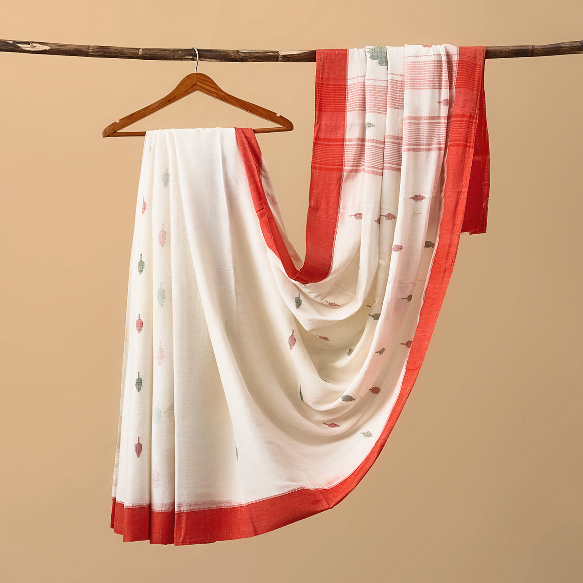 Cotton Jamdani Red Border