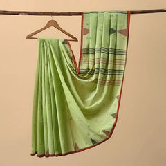 Cotton Jamdani Green with Red Border