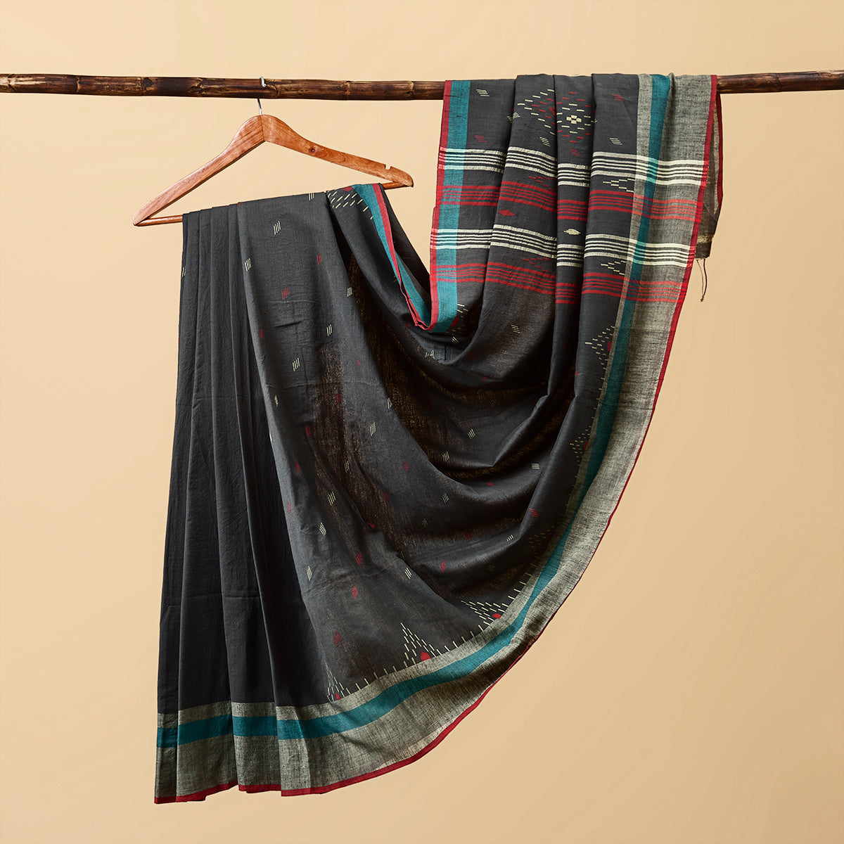 Cotton Jamdani Black and Red