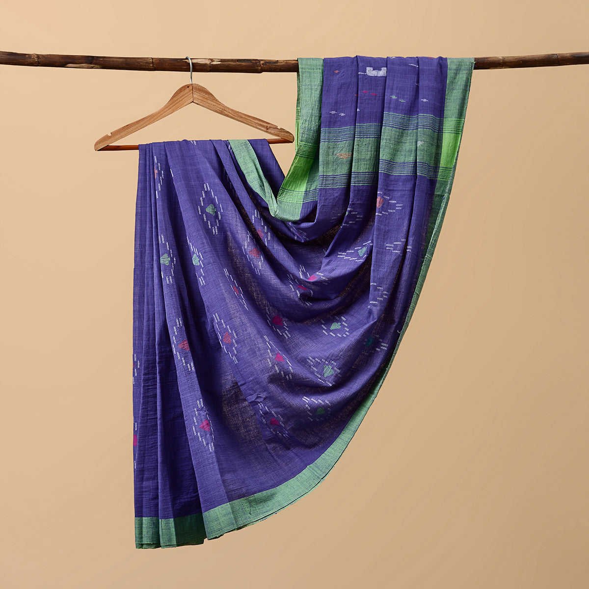 Cotton Jamdani Blue and Green Pattern