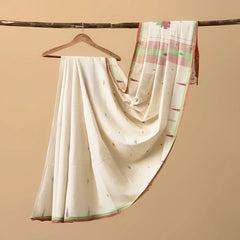 Cotton Jamdani Beige Orange Border