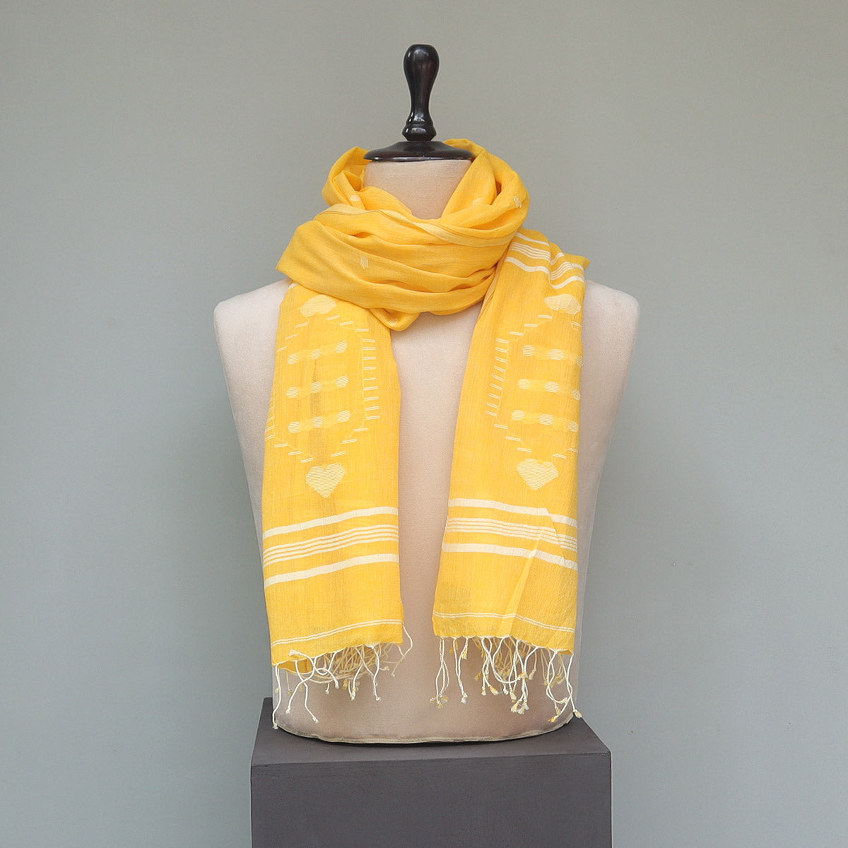 Cotton Jamdani Stole (Yellow)