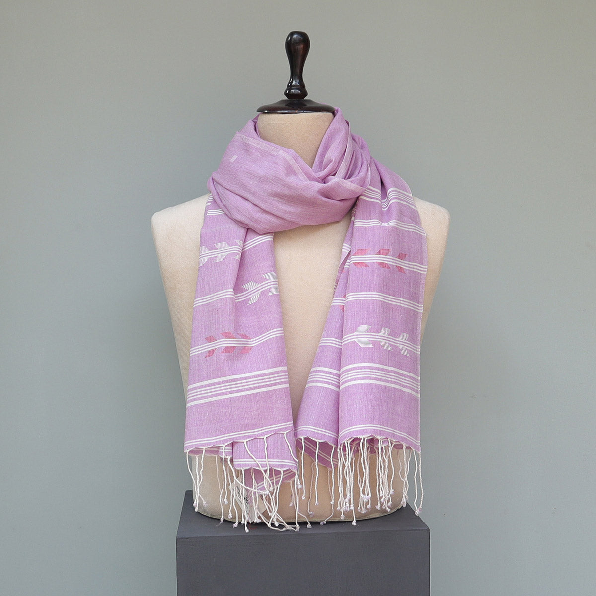 Cotton Jamdani Stole (Light Purple)