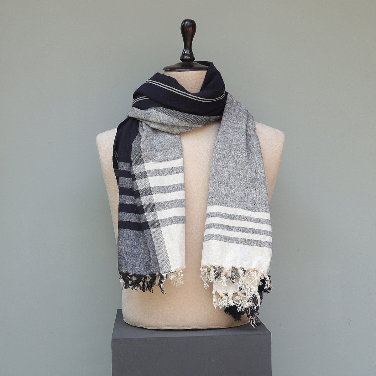 Pure Cotton Black and Grey Stole