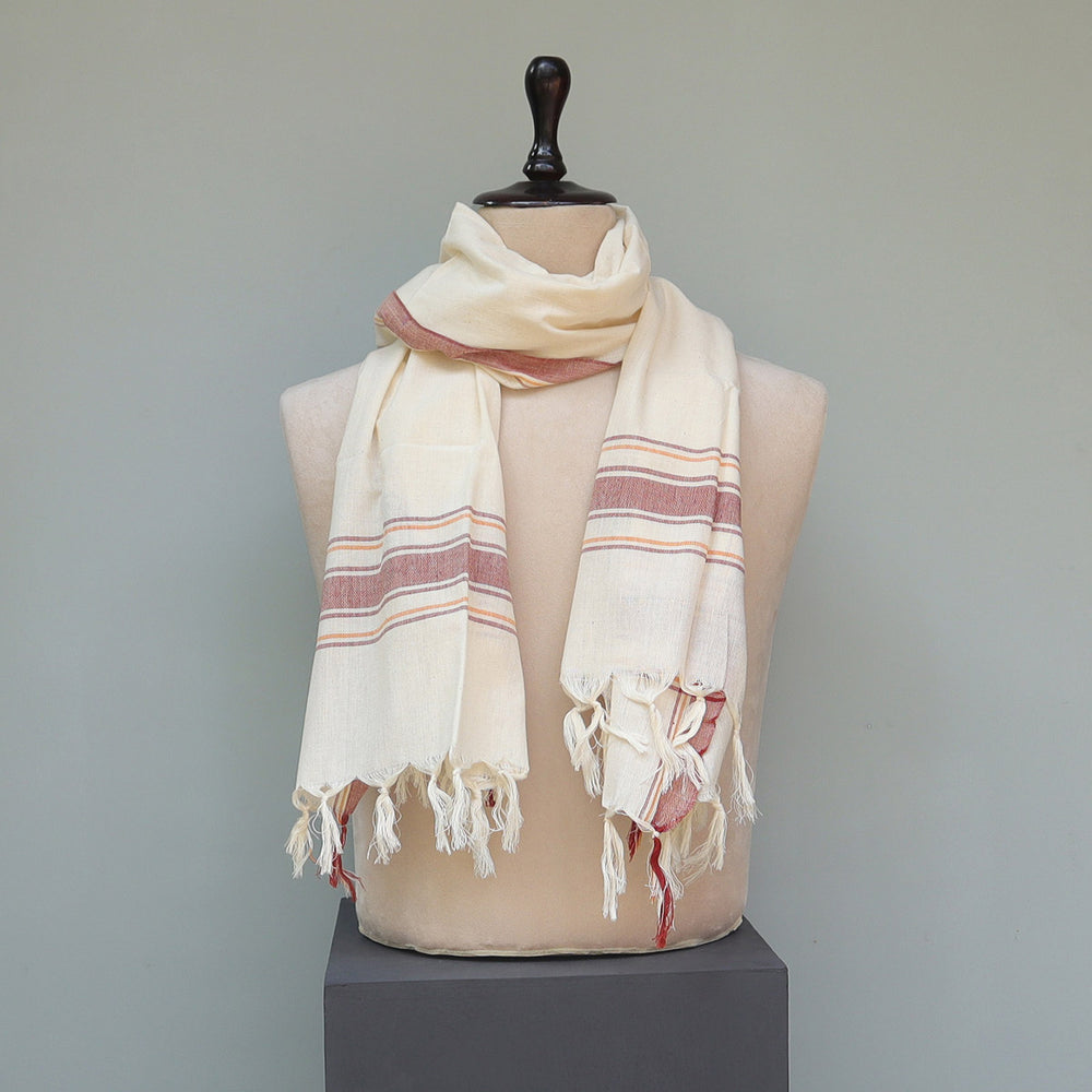 Pure Cotton Beige Striped Stole