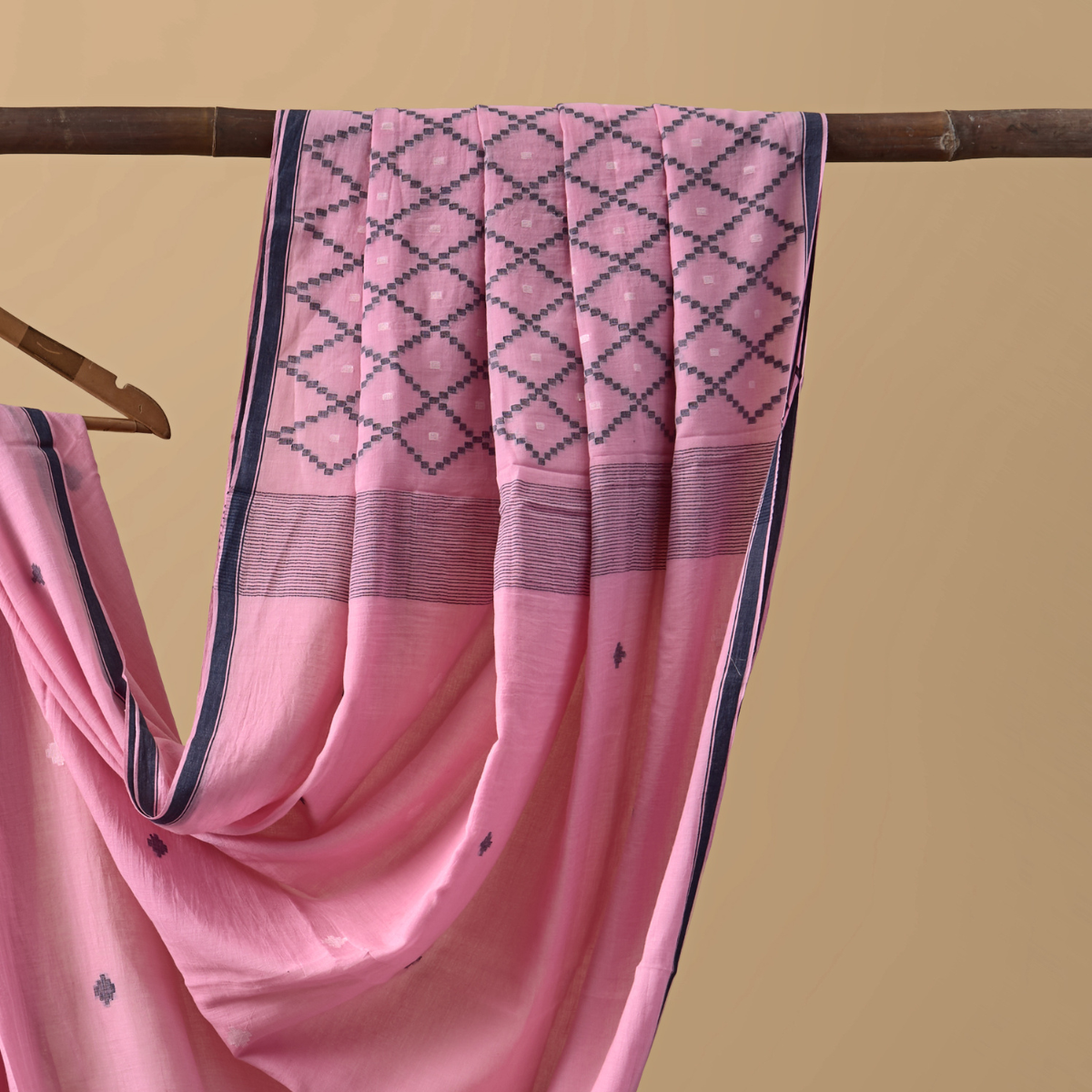 Cotton Jamdani Pink and Black