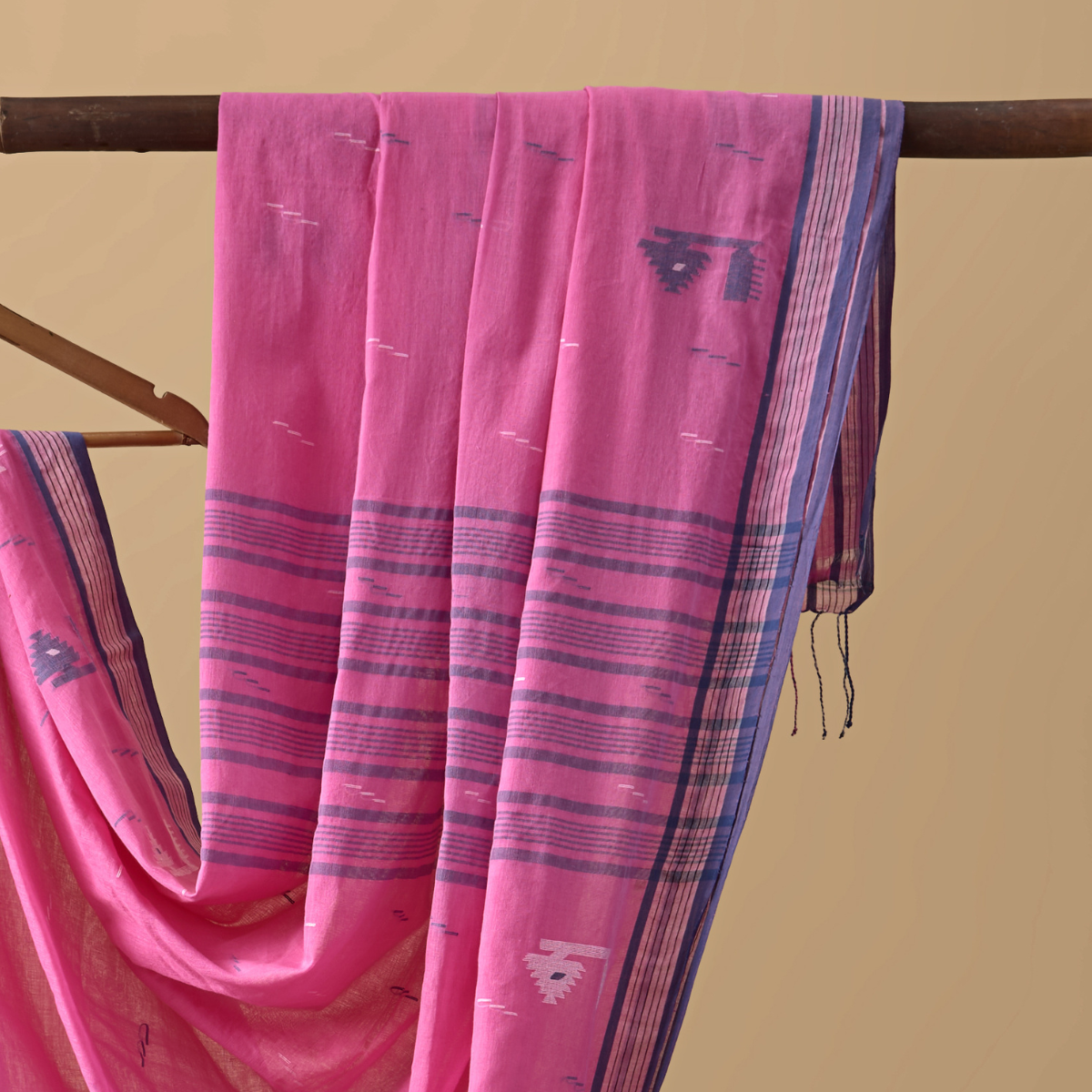 Cotton Jamdani Pink and Blue