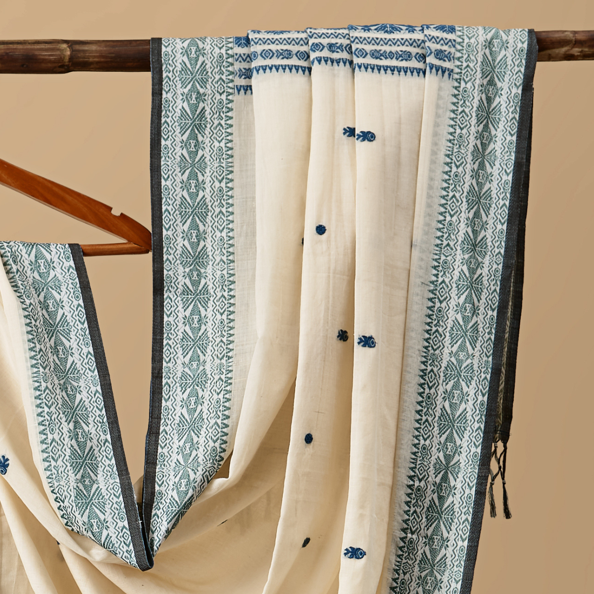 Pure Cotton Tangail Blue Border