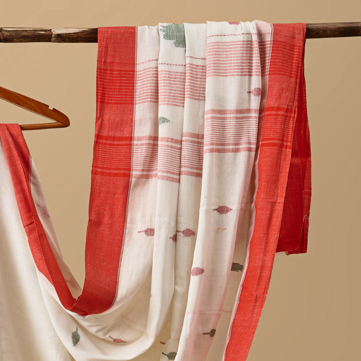 Cotton Jamdani Red Border