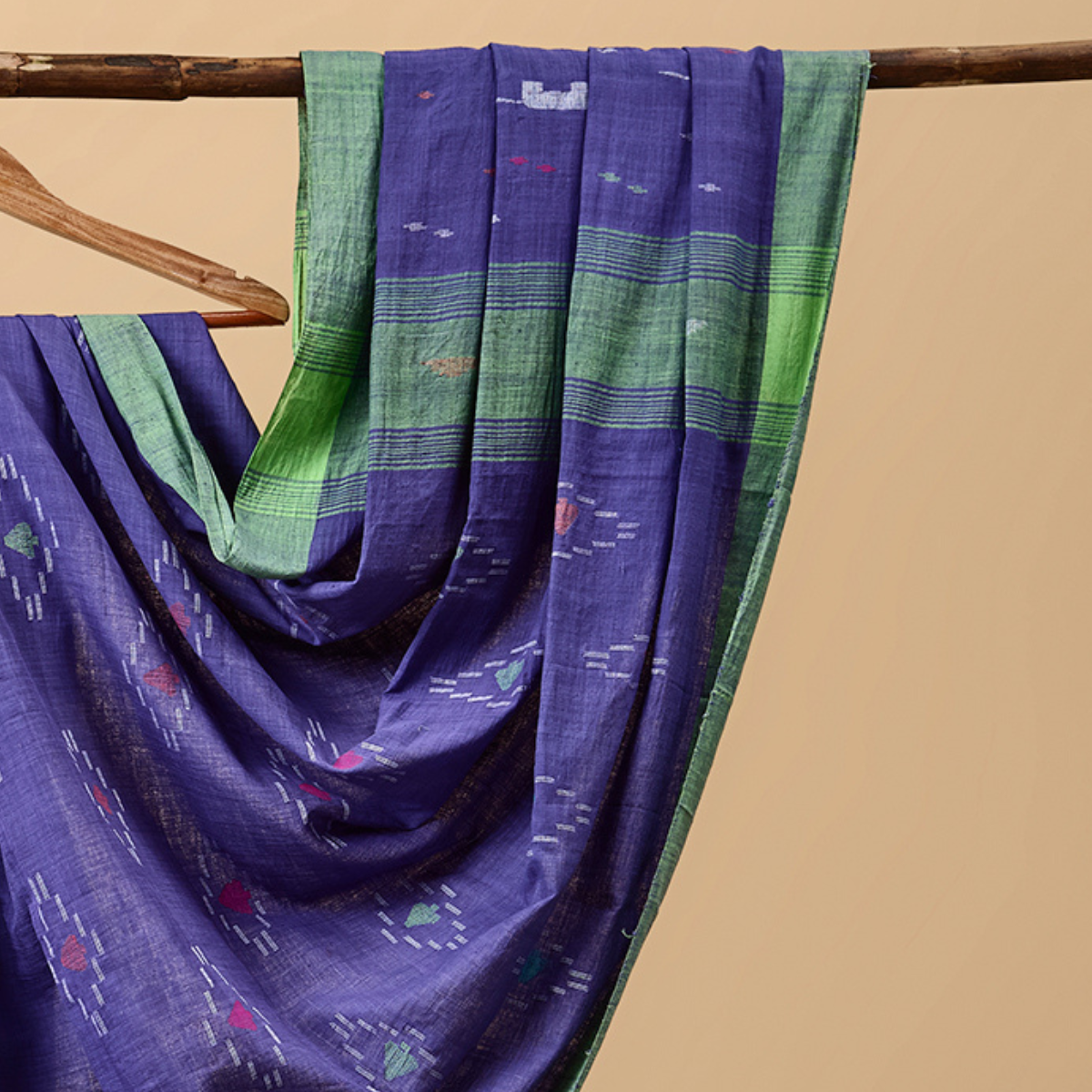 Cotton Jamdani Blue and Green Pattern