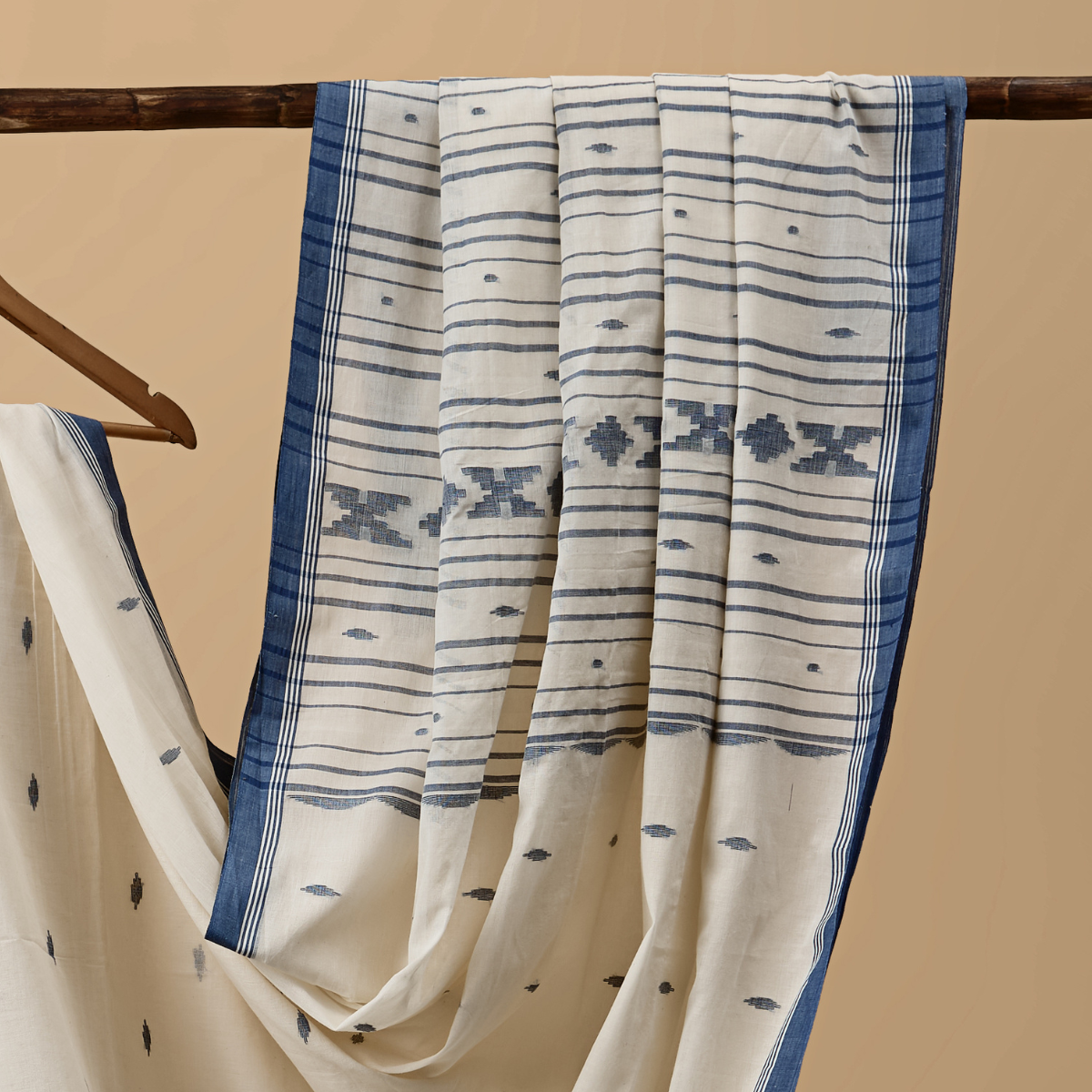 Cotton Jamdani Blue Border