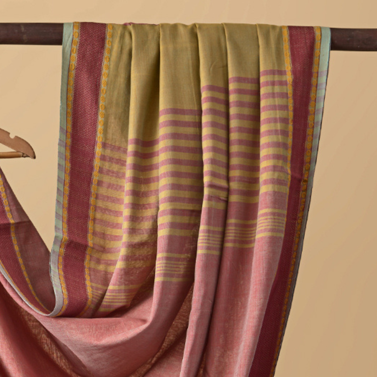 Santipuri Red with Yellow Border