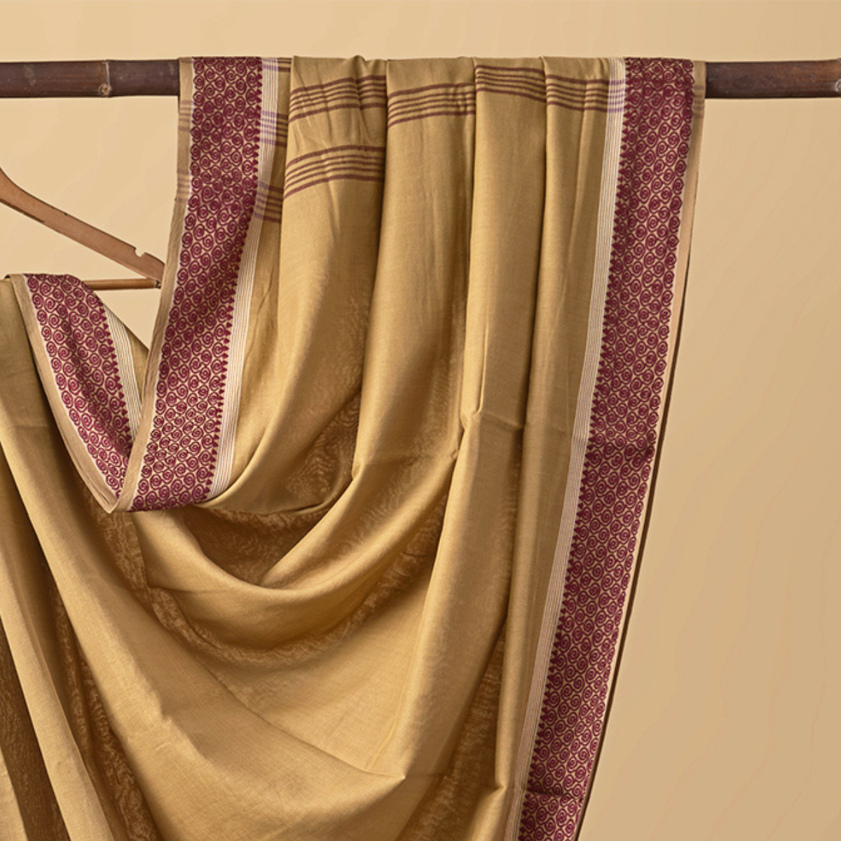 Santipuri Yellow with Red Border