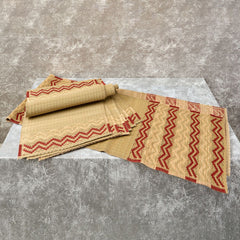 Handwoven Madur Runner and Mats Set (Beige with Red Border)