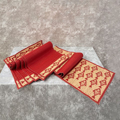 Handwoven Madur Runner and Mats Set (Red Fish)