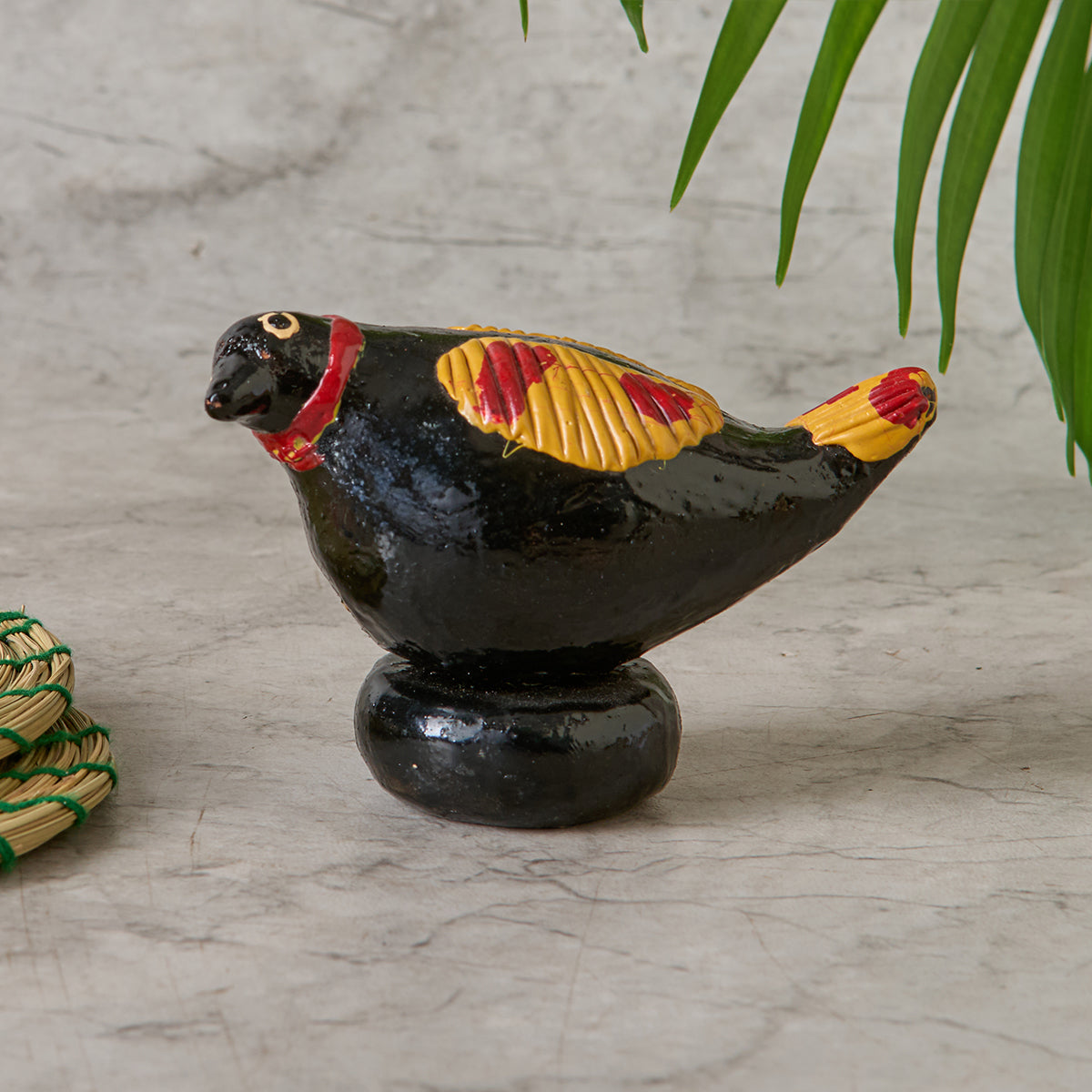 Galar Bird with Base- Black (Shellac Bird)