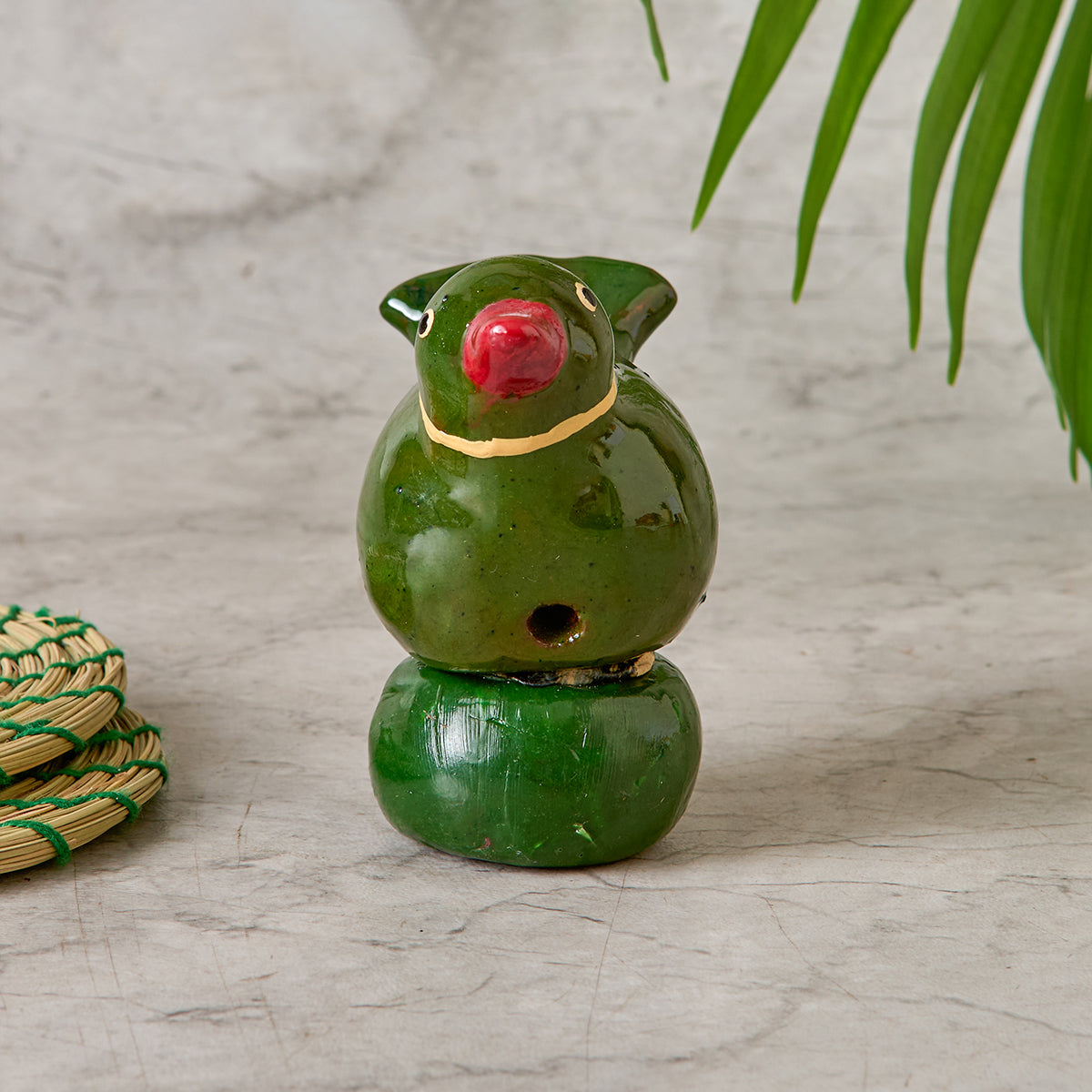 Galar Bird with Base- Green (Shellac Bird)