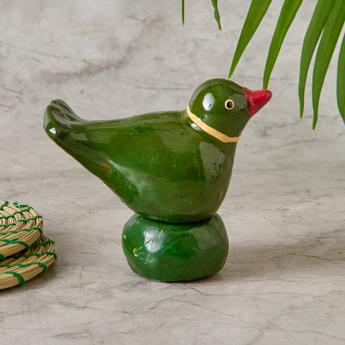 Galar Bird with Base- Green (Shellac Bird)