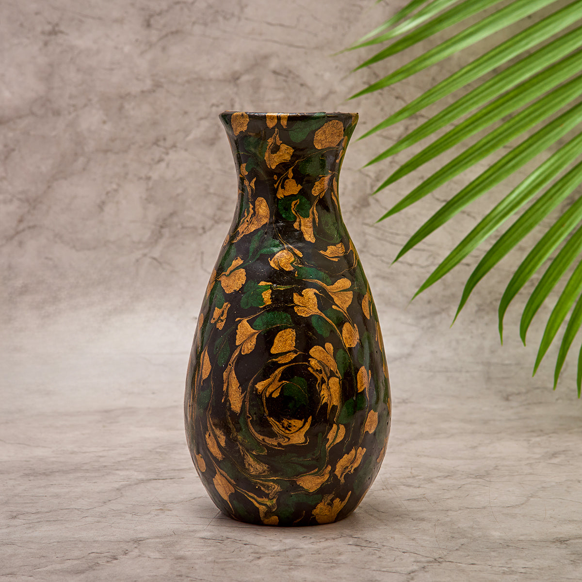 Gala Glazed Big Vase- Black and Yellow