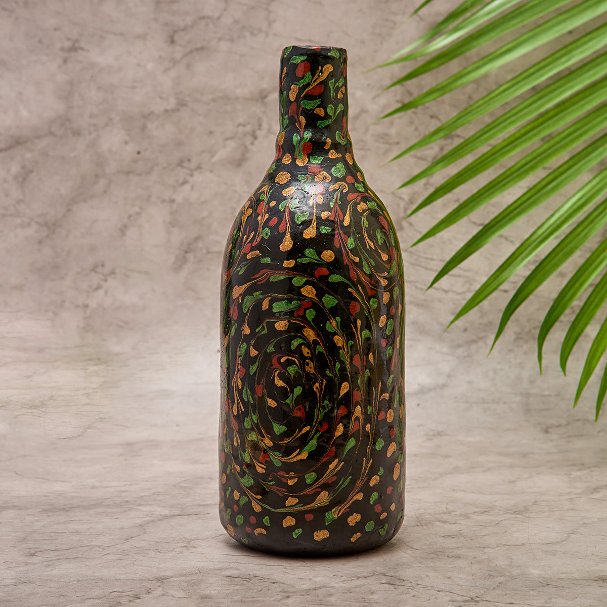 Gala Glazed Bottle- Black and Green