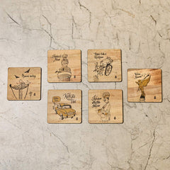 Set of 6 Kolkata-themed coasters (Water-Hyacinth)