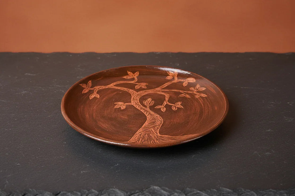 Ceramic Etched Plate- Tree