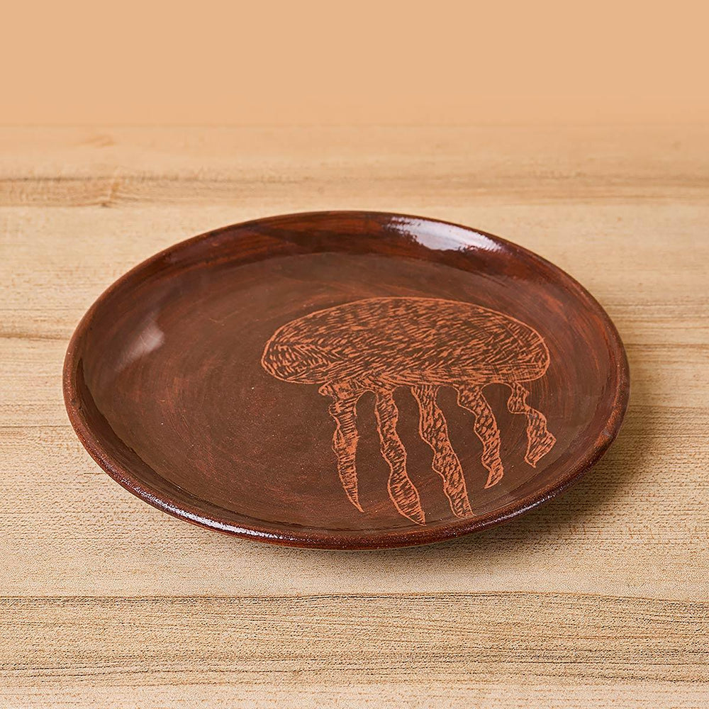 Ceramic Etched Plate-Jelly Fish