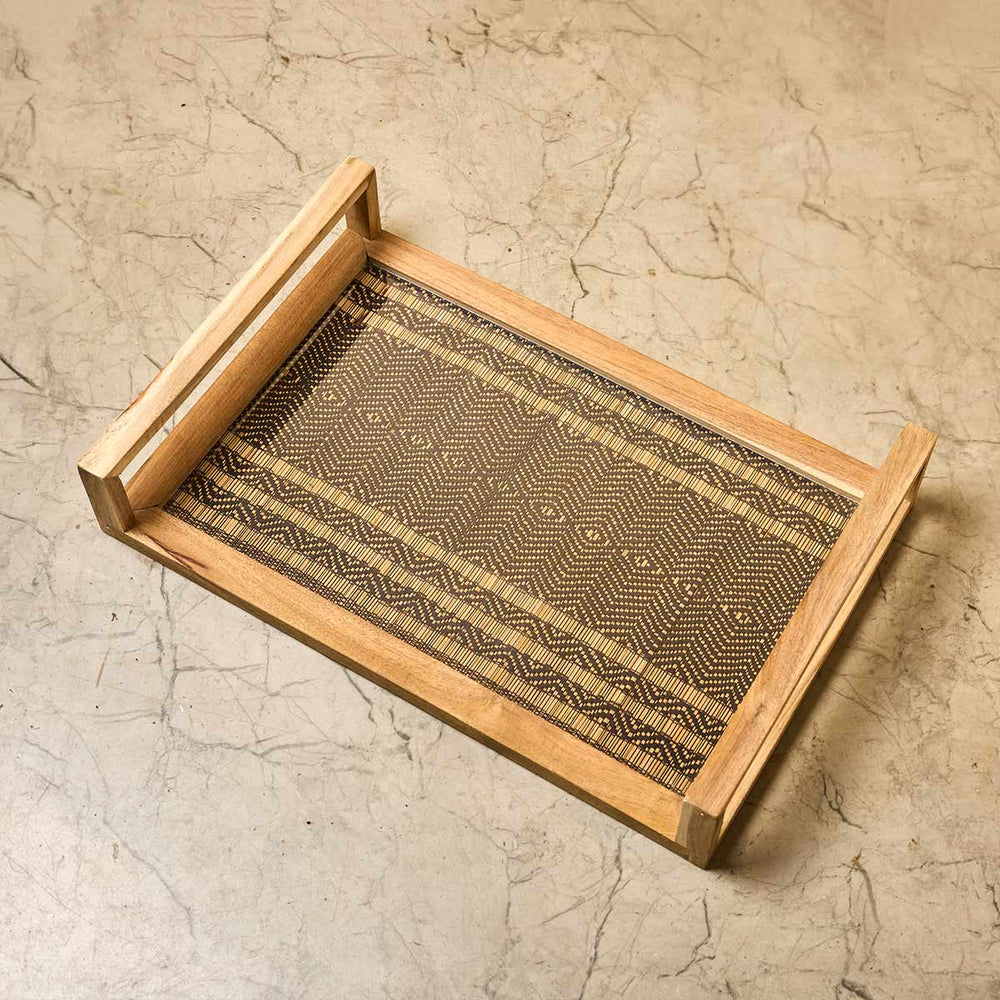 Wooden Big Tray with Handle- Black