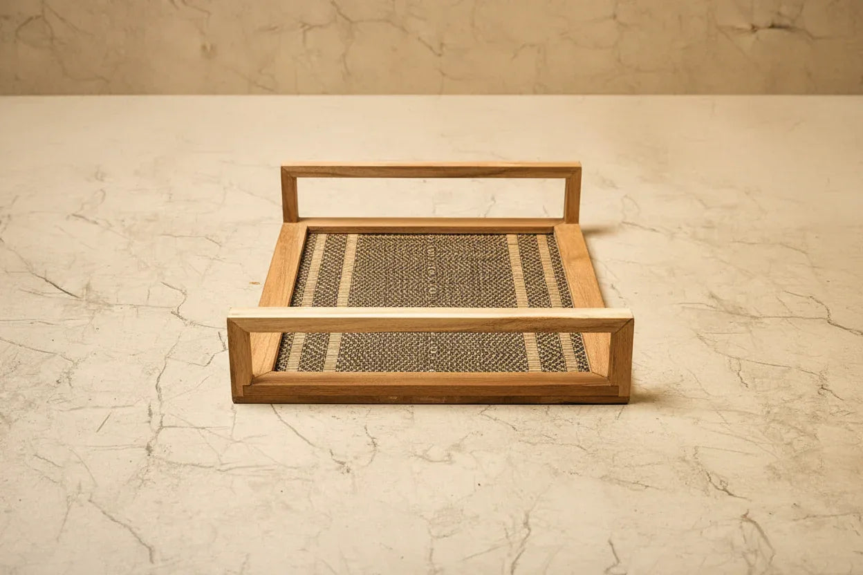 Wooden Big Tray with Handle- Black