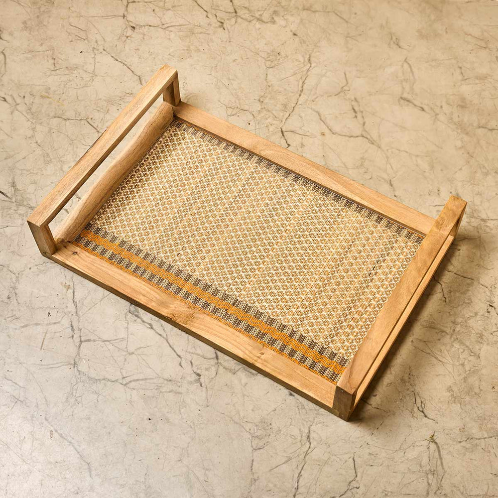 Wooden Big Tray with Handle- Beige
