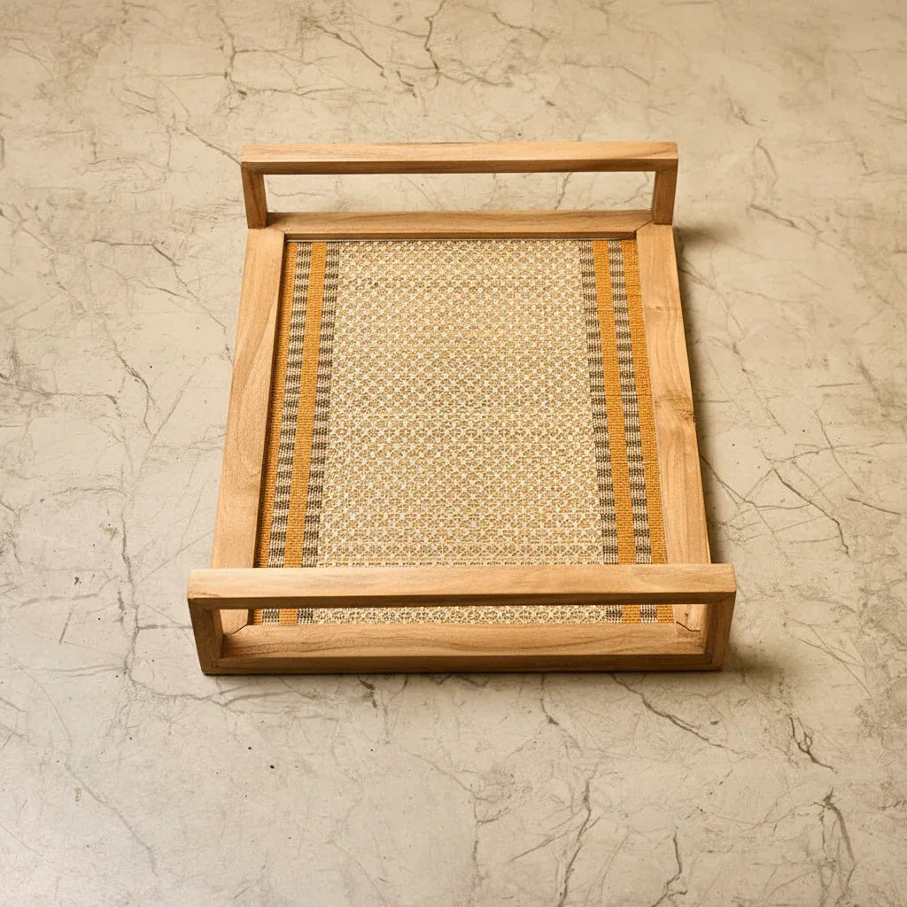 Wooden Big Tray with Handle- Beige