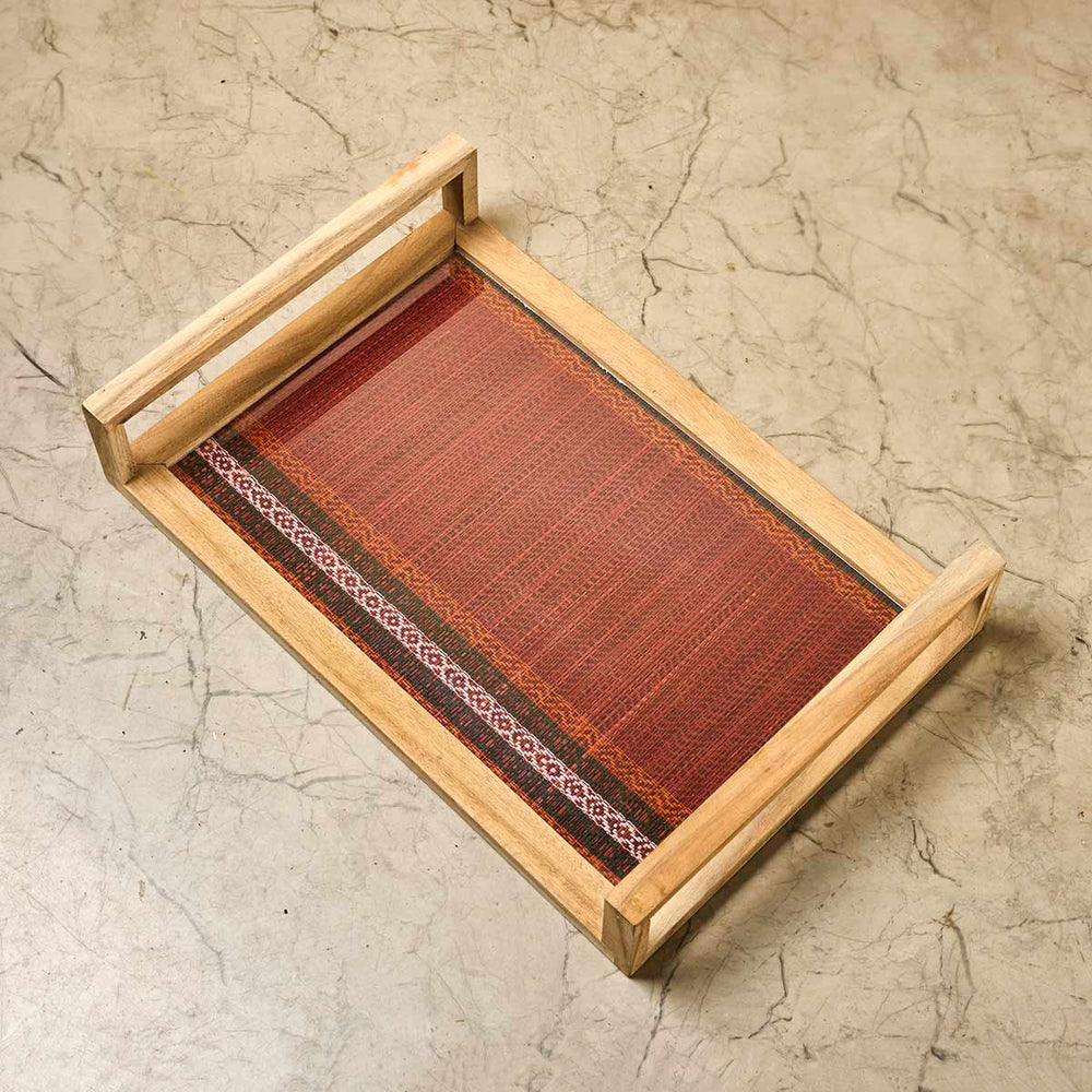 Wooden Big Tray with Handle- Red Madur