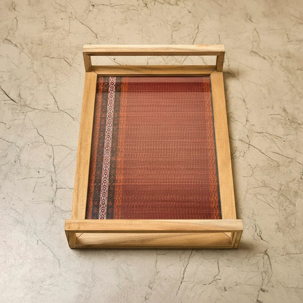 Wooden Big Tray with Handle- Red Madur