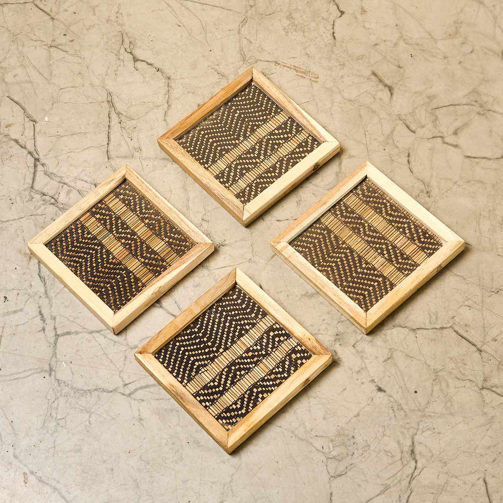 Wooden Framed Black Madur Coaster (Set of 4)