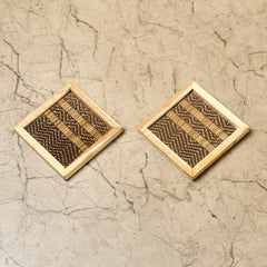 Wooden Framed Black Madur Coaster (Set of 2)