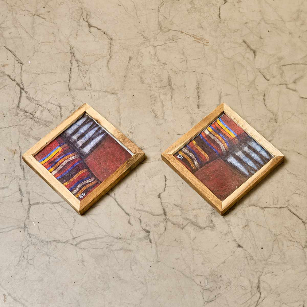 Wooden Framed Artwork Coaster (Set of 2)