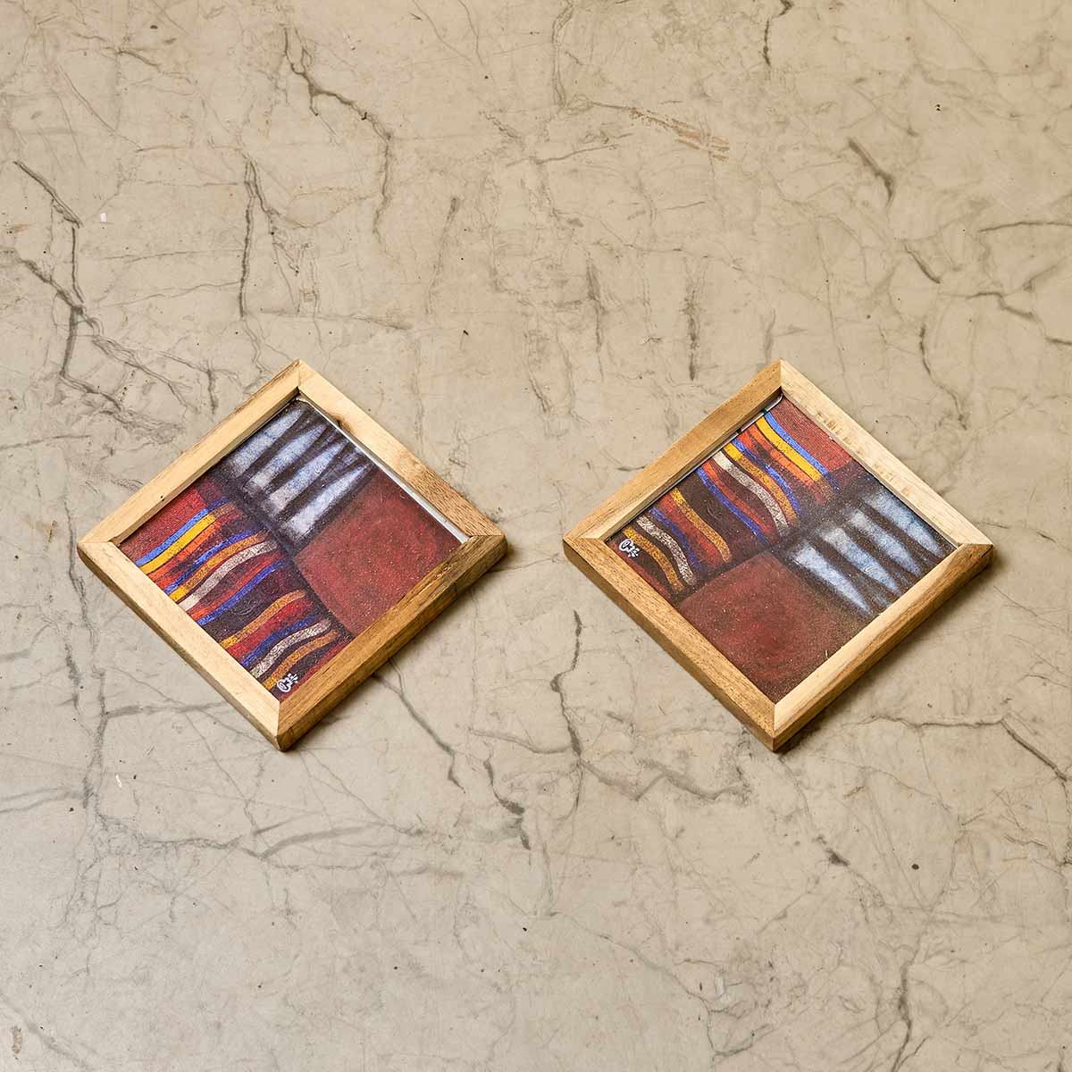 Wooden Framed Artwork Coaster (Set of 2)