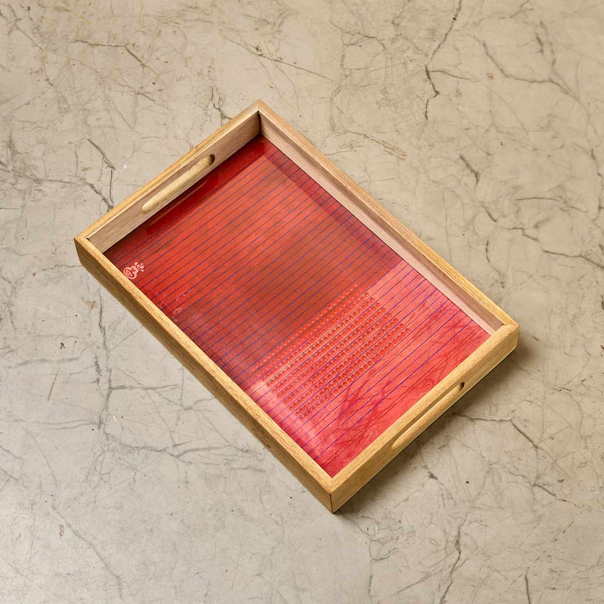 Wooden Framed Art Coaster and Tray Set- Red